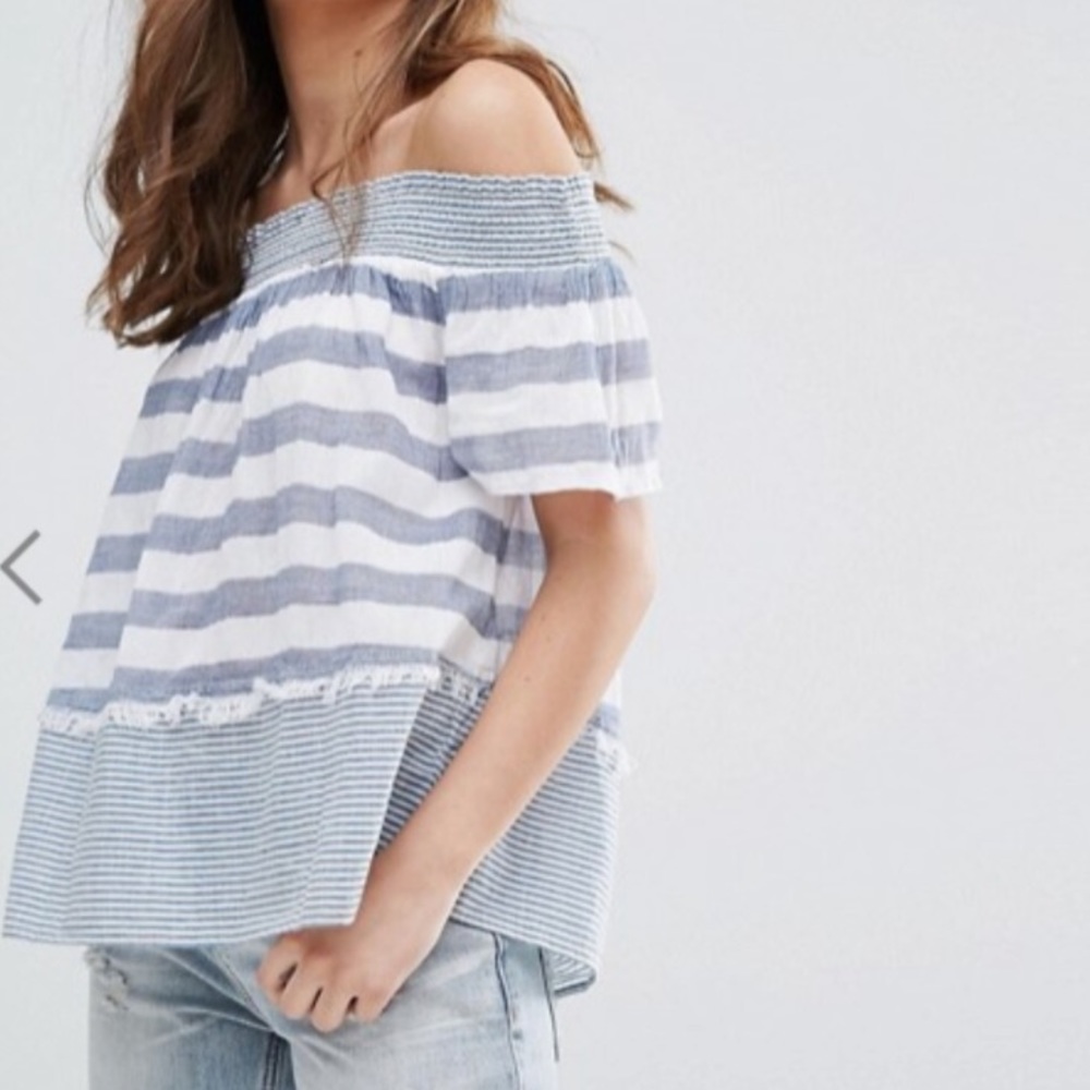Miss Selfridge off shoulder stripe summer top